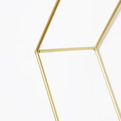 Dubbel zeshoekig metalen wandrek met 2 houten plankjes - 30,5x41 cm - Goud