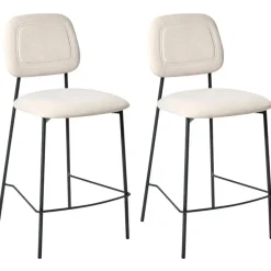 DUETTE - Barkruk set van 2 - Lichtbeige - Fluweel