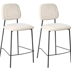 DUETTE - Barkruk set van 2 - Lichtbeige - Fluweel