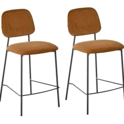 DUETTE - Barkruk set van 2 - Goudbruin - Fluweel