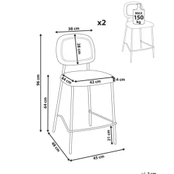 DUETTE - Barkruk set van 2 - Goudbruin - Fluweel