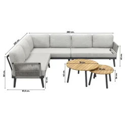 Durban/mindo loungeset - hoekbank - 3-delig