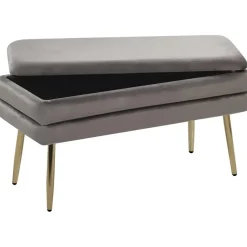 DURHAM - Hocker - Grijs - Fluweel