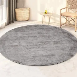 Dutch Lifestyle - Viscose - Vloerkleed - 195cm rond - Grijs