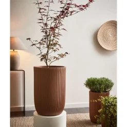 EANTIO - Bloempot - 37 x 37 x 56 cm - Bruin - Kleivezels