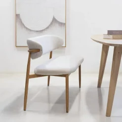 Eetkamerbank Beige/Naturel - Zithoogte 47cm - 160x55x77cm - Alexia