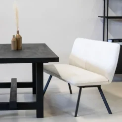 Eetkamerbank Rechthoek - Beige Stof - 160x60x88cm - Harper