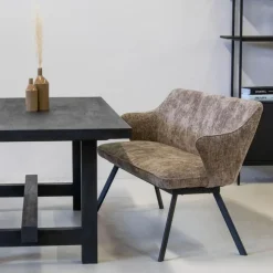 Eetkamerbank Rechthoek - Taupe Stof - 160x60x88cm - Taylor