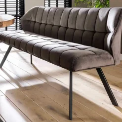 Eetkamerbank Rilla 180cm velours - antraciet