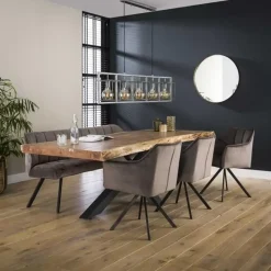 Eetkamerbank Rilla 180cm velours - antraciet