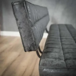 Eetkamerbank Zwart Kunstleer - 180cm - Kruisstiksel