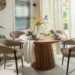 Eetkamerstoel Liv - stof - caramel