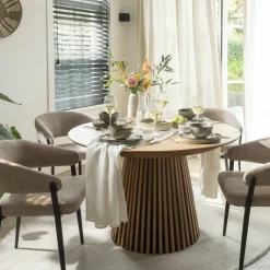 Eetkamerstoel Liv - stof - caramel