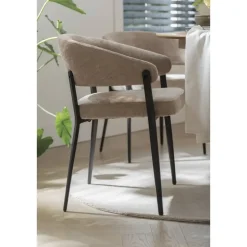 Eetkamerstoel Liv - stof - caramel