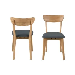 Eetkamerstoel Lysta - stof - donkergrijs (2 stuks)