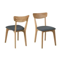 Eetkamerstoel Lysta - stof - donkergrijs (2 stuks)