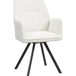 Eetkamerstoel Raffy met armleuning - stof - crème