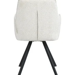 Eetkamerstoel Raffy met armleuning - stof - crème