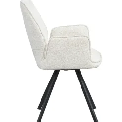 Eetkamerstoel Raffy met armleuning - stof - crème