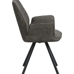 Eetkamerstoel Raffy met armleuning - stof - antraciet