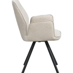 Eetkamerstoel Raffy met armleuning - stof - beige