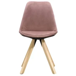 Eetkamerstoel Senja - velvet - roze - naturel hout