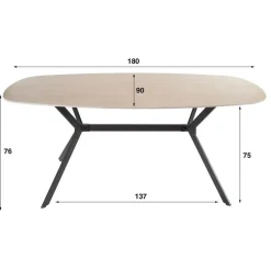 Eetkamertafel Keramiek - 180x90x76cm - Deens Ovaal - Ceramic