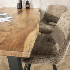 Eettafel Acaciahout - 180cm - Stalen Onderstel - Rechthoek