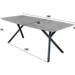 Eettafel Betonlook - 190x90x76cm