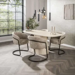 Eettafel Deens Ovaal - Travertin - 180x90x76cm - Centro