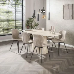 Eettafel Deens Ovaal - Travertin - 180x90x76cm - Centro
