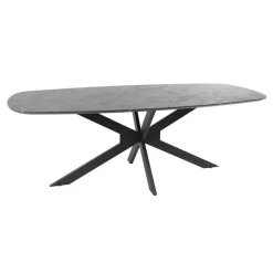 Eettafel Deens Ovaal 215cm - Zwart Marmerlook - 6-8 Personen