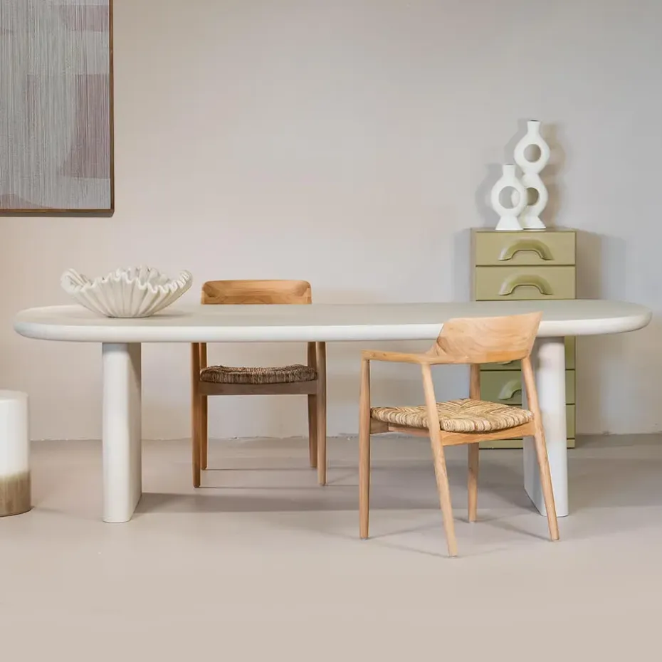 Eettafel Deens Ovaal 240cm - Beige Betonlook - Maya