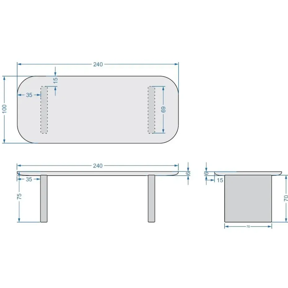 Eettafel Deens Ovaal 240cm - Beige Betonlook - Maya