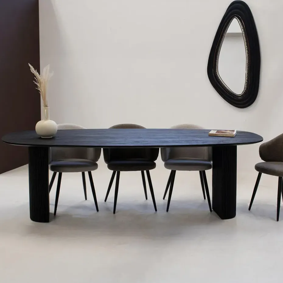 Eettafel Deens Ovaal 220cm - Zwart Mangohout - Feline