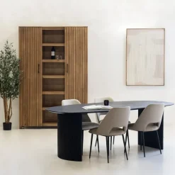 Eettafel Deens Ovaal 220cm - Zwart Mangohout - Feline