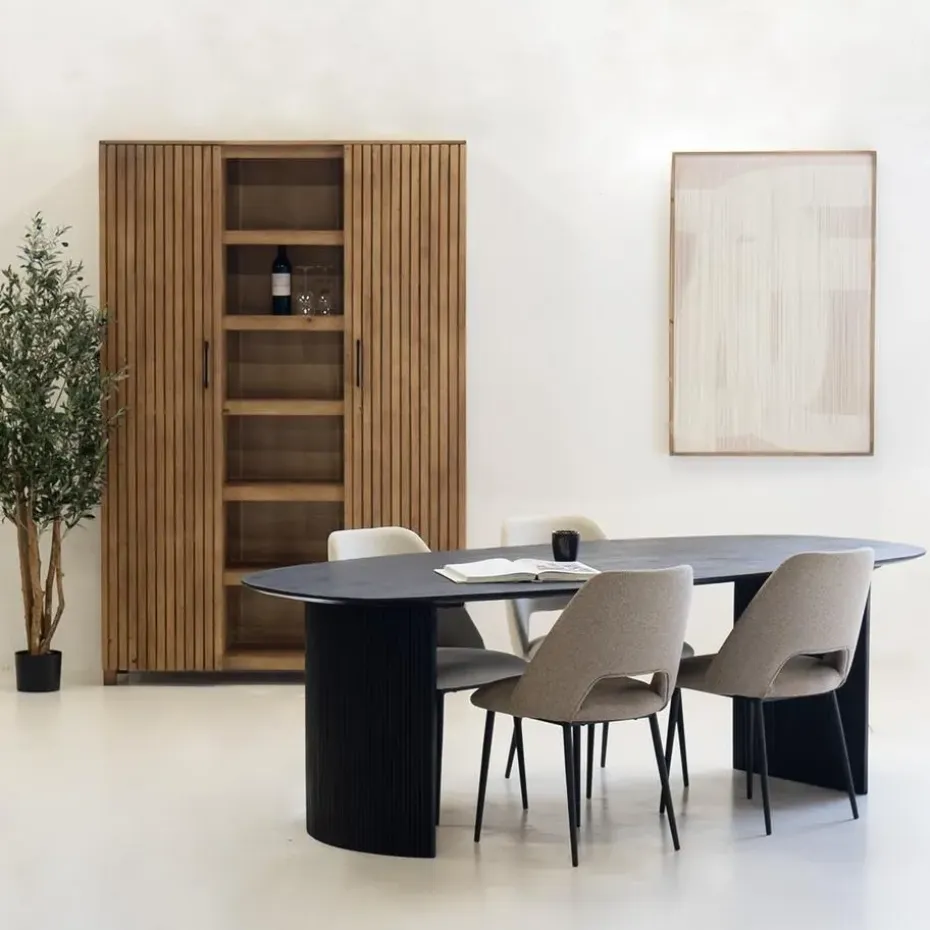 Eettafel Deens Ovaal 220cm - Zwart Mangohout - Feline