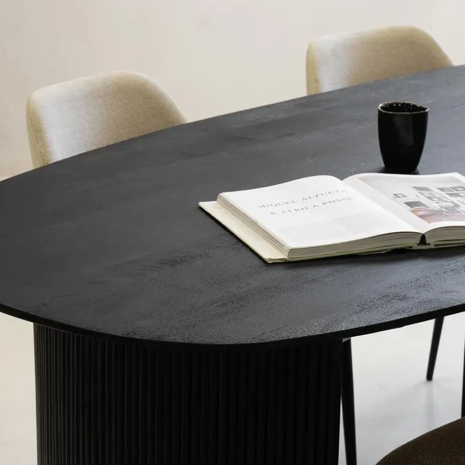 Eettafel Deens Ovaal 220cm - Zwart Mangohout - Feline
