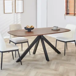 Eettafel deens ovaal Paris walnoot finish 180x100 cm - Hout - Bruin