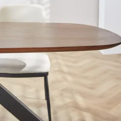 Eettafel deens ovaal Paris walnoot finish 180x100 cm - Hout - Bruin