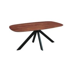 Eettafel deens ovaal Paris walnoot finish 180x100 cm - Hout - Bruin