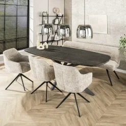 Eettafel Grijs Staal - 215x105x77cm - Metallic