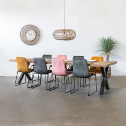 Eettafel Mangohout - 300x100x76cm - Metaal - Duncan