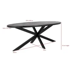 Eettafel Ovaal 220cm - Mangohout Naturel - Matrix-Poot - Mansour