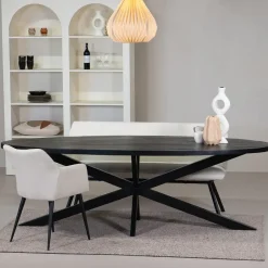 Eettafel Ovaal 200cm - Mangohout Zwart - Matrix-Poot - Mansour