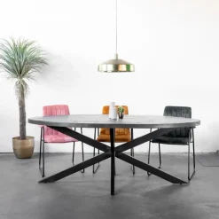 Eettafel Ovaal 200cm - Mangohout Zwart - Matrix-Poot - Mansour