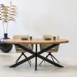 Eettafel Ovaal 160cm - Mangohout Naturel - Matrix-Poot - Mansour