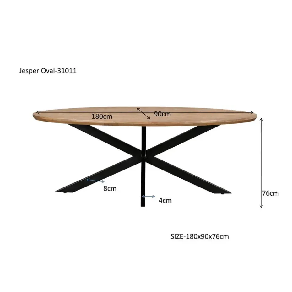 Eettafel Ovaal 180cm - Naturel Mangohout - Matrix-poot - Jesper