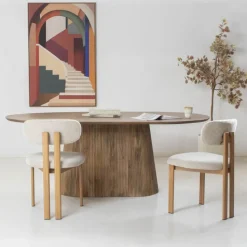 Eettafel Ovaal Naturel Hout - 160x100x76cm - Salvador