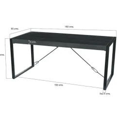 Eettafel Rechthoek 160cm - Zwart Mangohout - 2-4 personen - Norris